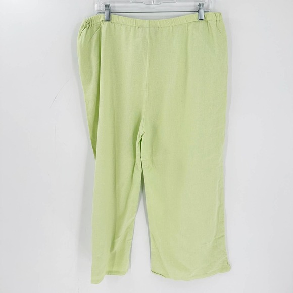 Rachel Rose Green Linen Eyelet Embroidered Wide Leg Pants - Picture 9 of 12